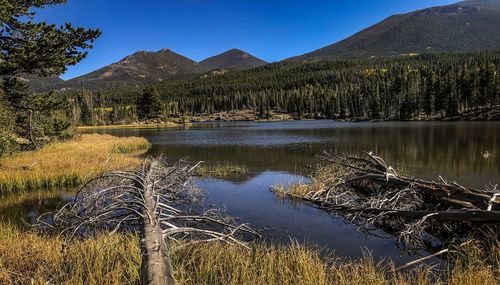 Scenic view of lake against sky