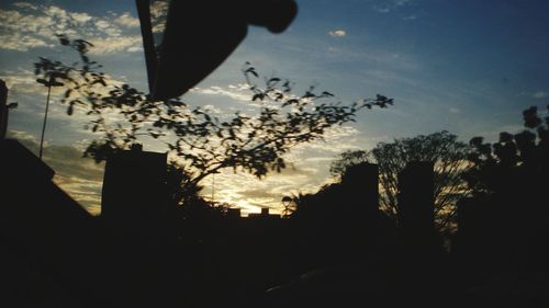 Silhouette trees against sky during sunset