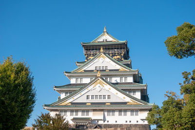 Low angle view of building against blue sky