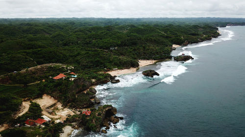 High angle view of sea against sky