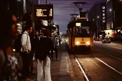 View of illuminated city street