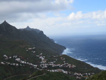 Scenic view of sea against cloudy sky