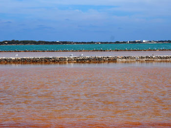 View of calm blue sea against sky