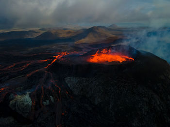 View of lava coming out of volcano