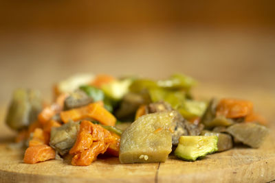 Close-up of food on cutting board