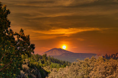 Scenic view of landscape against sky during sunset