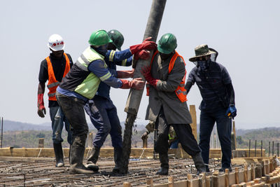People working at construction site