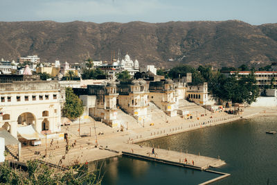 High angle view of buildings in city