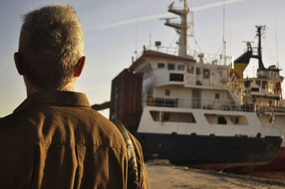 Rear view of man looking at view