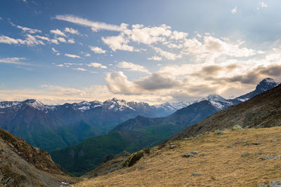 Scenic view of mountains against sky