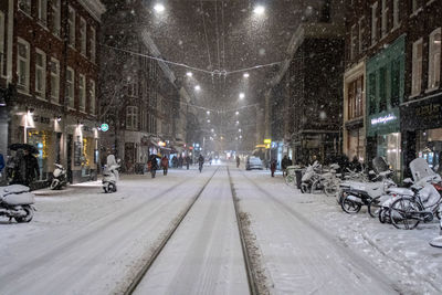 City street during winter at night