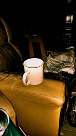 Close-up of tea cup on table