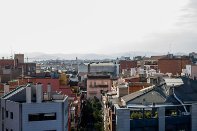 High angle view of cityscape against clear sky