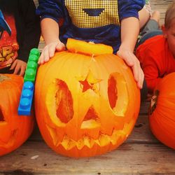 Close-up of pumpkins on table