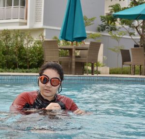 Portrait of woman in swimming pool