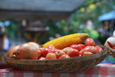 Close-up of fruits in basket