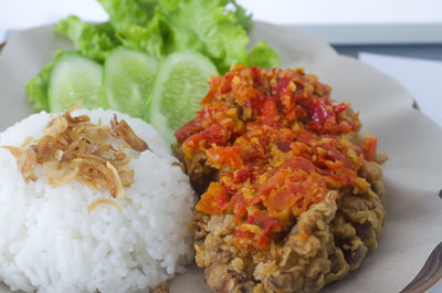 Close-up of meal served in plate