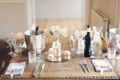 Wineglasses on table