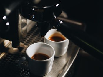 Close-up of coffee cup in cafe