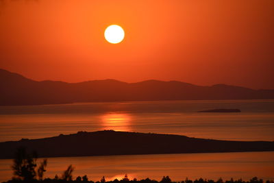 Scenic view of sunset over lake