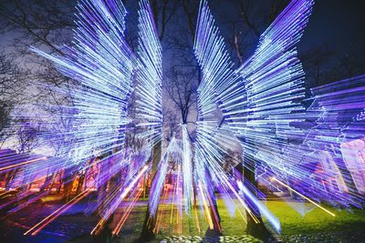 Firework display at night