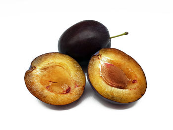 High angle view of fruits on white background