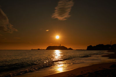 Scenic view of sea against sky during sunset