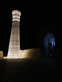 Low angle view of historical building against sky at night