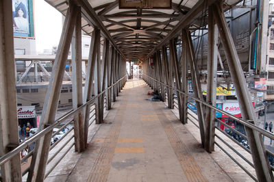 Empty footbridge in building