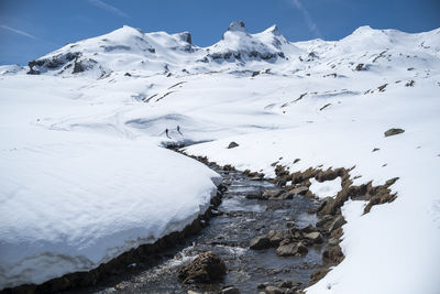 Aerial view of snow covered mountain