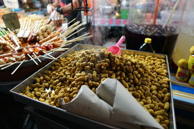 Close-up of food for sale at market stall