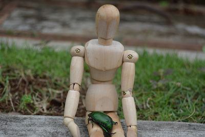 Close-up of stuffed toy on field