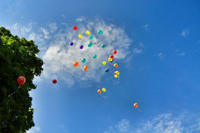 Low angle view of balloons in sky