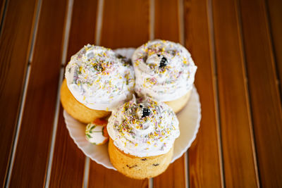 High angle view of cake on table