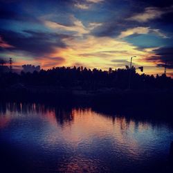 Scenic view of lake at sunset