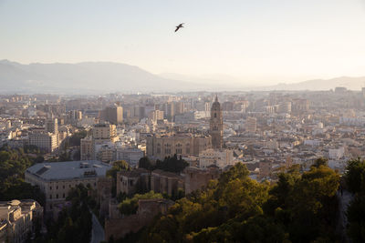 High angle view of buildings in city