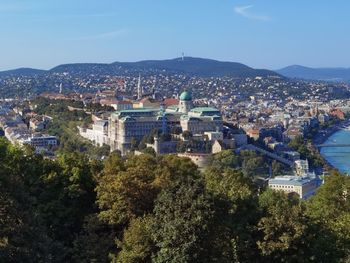 High angle view of townscape against sky