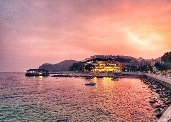 Scenic view of sea against sky during sunset