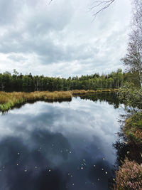 Scenic view of lake against sky