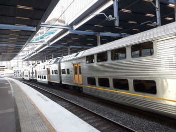 Train on railroad station platform