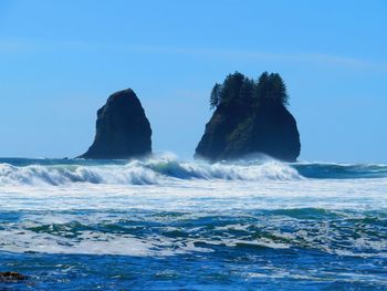 Scenic view of sea against clear sky