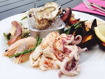 Close-up of seafood in plate