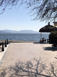 Scenic view of sea against clear sky