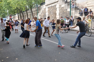 People on street in city