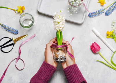 Directly above shot of personal accessories on table