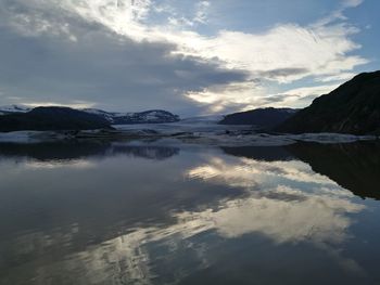 Scenic view of lake against sky