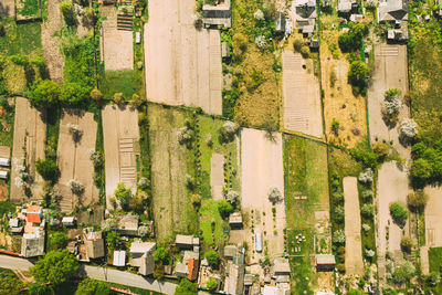 High angle view of buildings in city