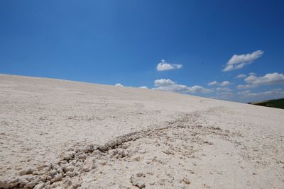 Scenic view of desert against blue sky