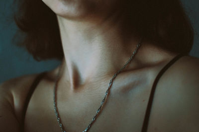 Close-up of shirtless woman