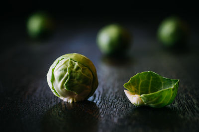 Close-up of brussels sprout on table